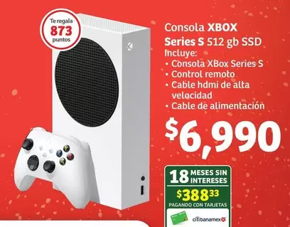 Oferta de Xbox - Consola Series S 512 Gb Ssd por $6990 en Soriana Híper