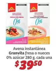 Oferta de Granvita - Avena Instantanea por $39.5 en Soriana Híper