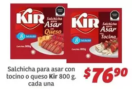 Oferta de Kir - Salchicha Para Asar Con Tocino O Queso por $76.9 en Soriana Híper