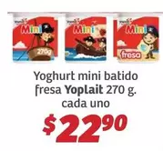 Oferta de Yoplait - Yoghurt Mini Batido Fresa por $22.9 en Soriana Híper