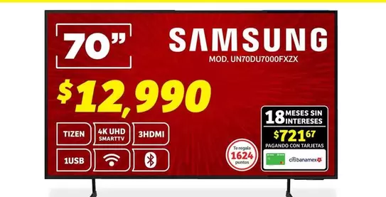 Oferta de Samsung - Mod. Un70dj7000pzc por $12990 en Soriana Híper