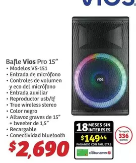 Oferta de Vios - Bafle  Pro 15" por $2690 en Soriana Híper