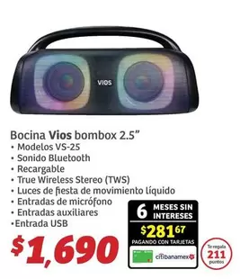 Oferta de Vios - Bocina  Bombox 2.5" por $1690 en Soriana Híper