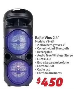 Oferta de Vios - Bafle  2.4" por $450 en Soriana Híper