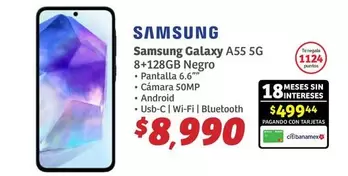 Oferta de Samsung -  Galaxy A55 5G por $8990 en Soriana Híper