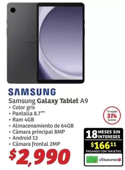 Oferta de Samsung - Galaxy Tablet por $2990 en Soriana Híper