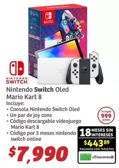 Oferta de Switch - Nintendo  Oled Mario Kart 8 por $7990 en Soriana Híper