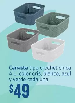 Oferta de Azul - Canasta Tipo Crochet Chica 4 L. Color Gris, Blanco,  Y Verde Cada Una por $49 en Soriana Híper