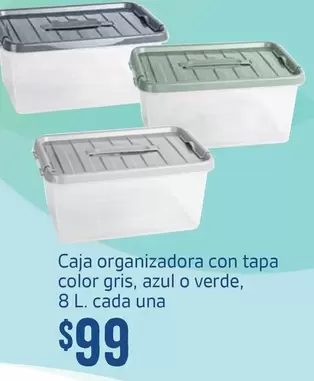 Oferta de Azul - Caja Organizadora Con Tapa Color Gris,  O Verde, 8 L. Cada Una por $99 en Soriana Híper