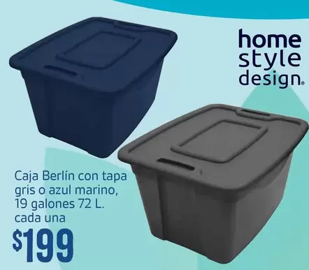 Oferta de Azul - Caja Berlin Con Tapa Gris O  Marino, 19 Galones por $199 en Soriana Híper