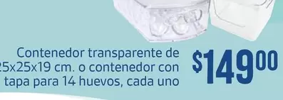 Oferta de Contenedor Transparente De O Contenedor Con Tapa Para 14 Huevos por $149 en Soriana Híper