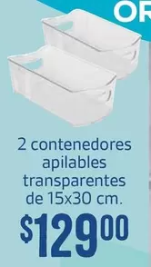 Oferta de 2 Contenedores Apilables Transparentes por $129 en Soriana Híper