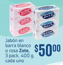 Oferta de Zote - Jabón En Barra Blanco O Rosa por $50 en Soriana Híper