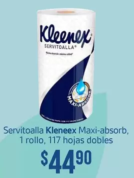 Oferta de Kleenex - Servitoalla Maxi-absorb, 1 Rollo, 117 Hojas Dobles por $44.9 en Soriana Híper