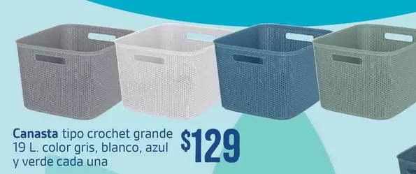 Oferta de Azul - Canasta Tipo Crochet Grande por $129 en Soriana Súper