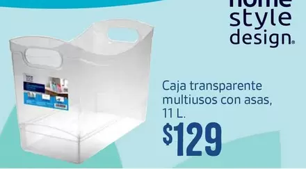 Oferta de Style - Caja Transparente Multiusos Con Asas por $129 en Soriana Súper