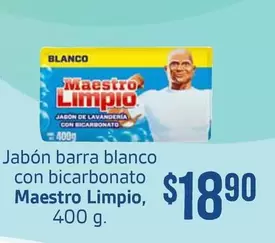 Oferta de Maestro Limpio - Jabón Barra Blanco Con Bicarbonato por $18.9 en Soriana Súper