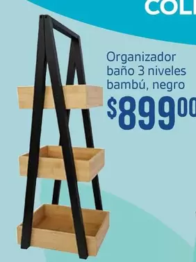 Oferta de Organizador Baño 3 Niveles Bambu, Negro por $899 en Soriana Súper