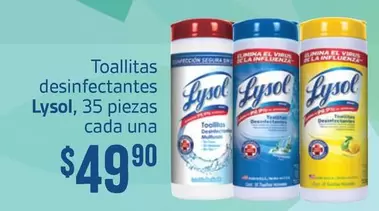 Oferta de Lysol - Toallitas Desinfectantes por $49.9 en Soriana Súper