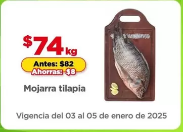 Oferta de 8 - Mojarra Tilapia por $74 en Bodega Aurrera