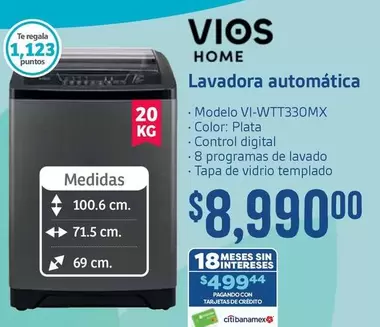 Oferta de Vios - Lavadoras Automática por $8990 en Soriana Híper