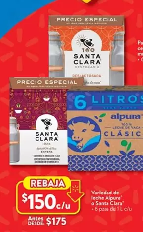 Oferta de Centenario - Leche Alpura O Santa Clara por $150 en Walmart