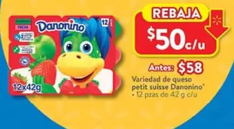 Oferta de Danonino - Queso Petit Suisse por $50 en Walmart