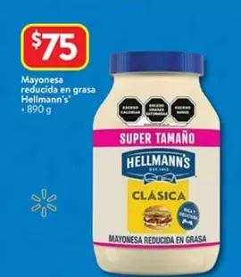 Oferta de Hellmann's - Mayonesa Reducida En Grasa por $75 en Walmart