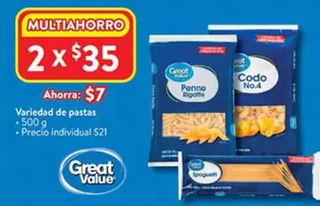 Oferta de Great Value - Variedad De Pastas en Walmart