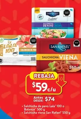 Oferta de San Rafael - Salchicha De Pavo Lala por $59 en Walmart