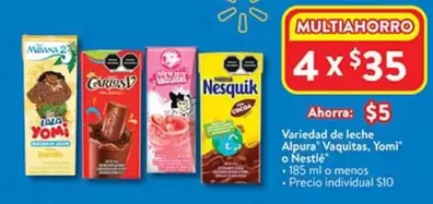 Oferta de Lala - Variedad De Leche Vaquetas, Yomi O Nestlé por $5 en Walmart