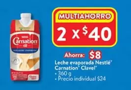 Oferta de Nestlé - Leche Evaporada Carnation Clavel por $8 en Walmart