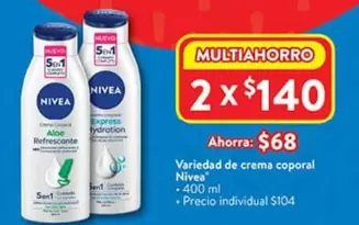 Oferta de Nivea - Variedad De Crema Coporal por $68 en Walmart