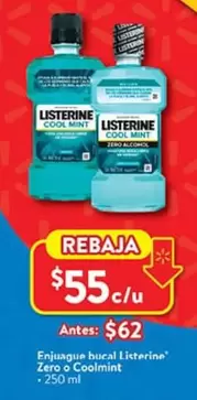 Oferta de Listerine - Bucal Litterine Zero O Coolmint por $55 en Walmart