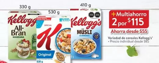 Oferta de Kellogg's - Variedad De Cereales por $115 en Walmart