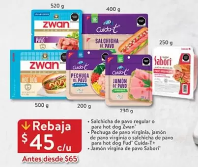 Oferta de Zwan - Salchicha De Pavo Regular O Para Hot Dog por $45 en Walmart