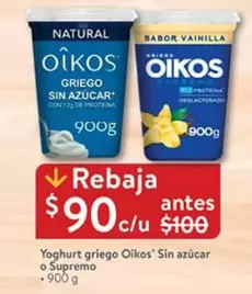 Oferta de Natural - Yoghurt Griego Oikos Sin Azucar O Supremo por $90 en Walmart