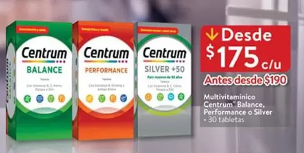 Oferta de Centrum - Multivitaminico Bllance por $175 en Walmart