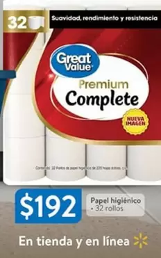 Oferta de Premium - Papel Higiénico por $192 en Walmart