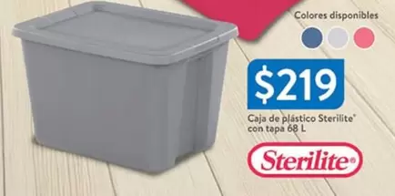 Oferta de Sterilite - Caja De Plástico Con Tapa por $219 en Walmart