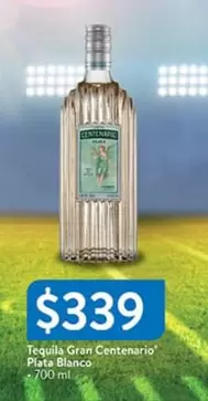 Oferta de Centenario - Tequila Gran  Plata Blanco por $339 en Walmart