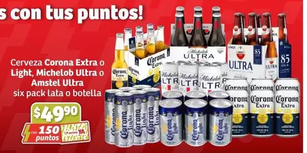 Oferta de Michelob - Cerveza Corona Extra O Light,  Ultra O Amstel Ultra Six Pack Lata O Botella por $49.9 en Soriana Híper