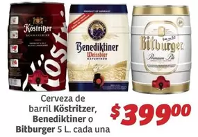 Oferta de Benediktiner - Cerveza De Barril Kóstrizer, Benediktioner O Bitburger por $399 en Soriana Híper