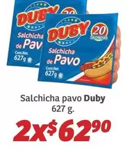 Oferta de Duby - Salchicha Pavo por $62.9 en Soriana Híper