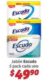 Oferta de Escudo - Jabón  5 Pack Cada Uno por $49.9 en Soriana Híper