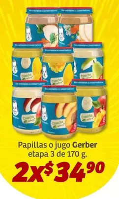 Oferta de Gerber - Papillas O Jugo Etapa 3 por $34.9 en Soriana Híper