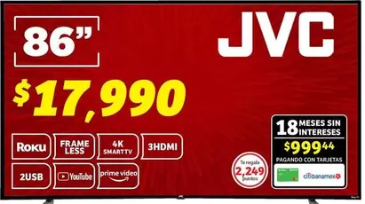 Oferta de JVC - TROKU 86" FRANCE 4K 3HDMI en Soriana Híper