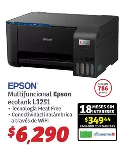 Oferta de Epson - Multifuncional Ecotank L3251 por $6290 en Soriana Híper