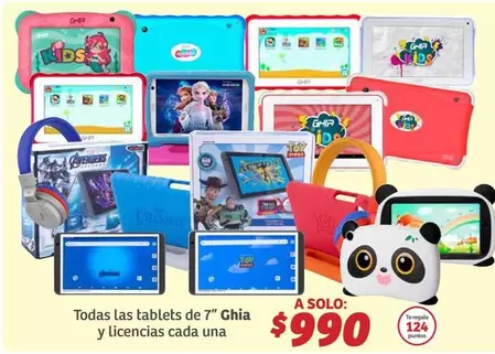 Oferta de Avengers - Todas Las Tablets De 7" Ghia Y Licencias Cada Una por $990 en Soriana Híper