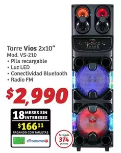 Oferta de Vios - Torre Visos 2x10" por $2990 en Soriana Híper